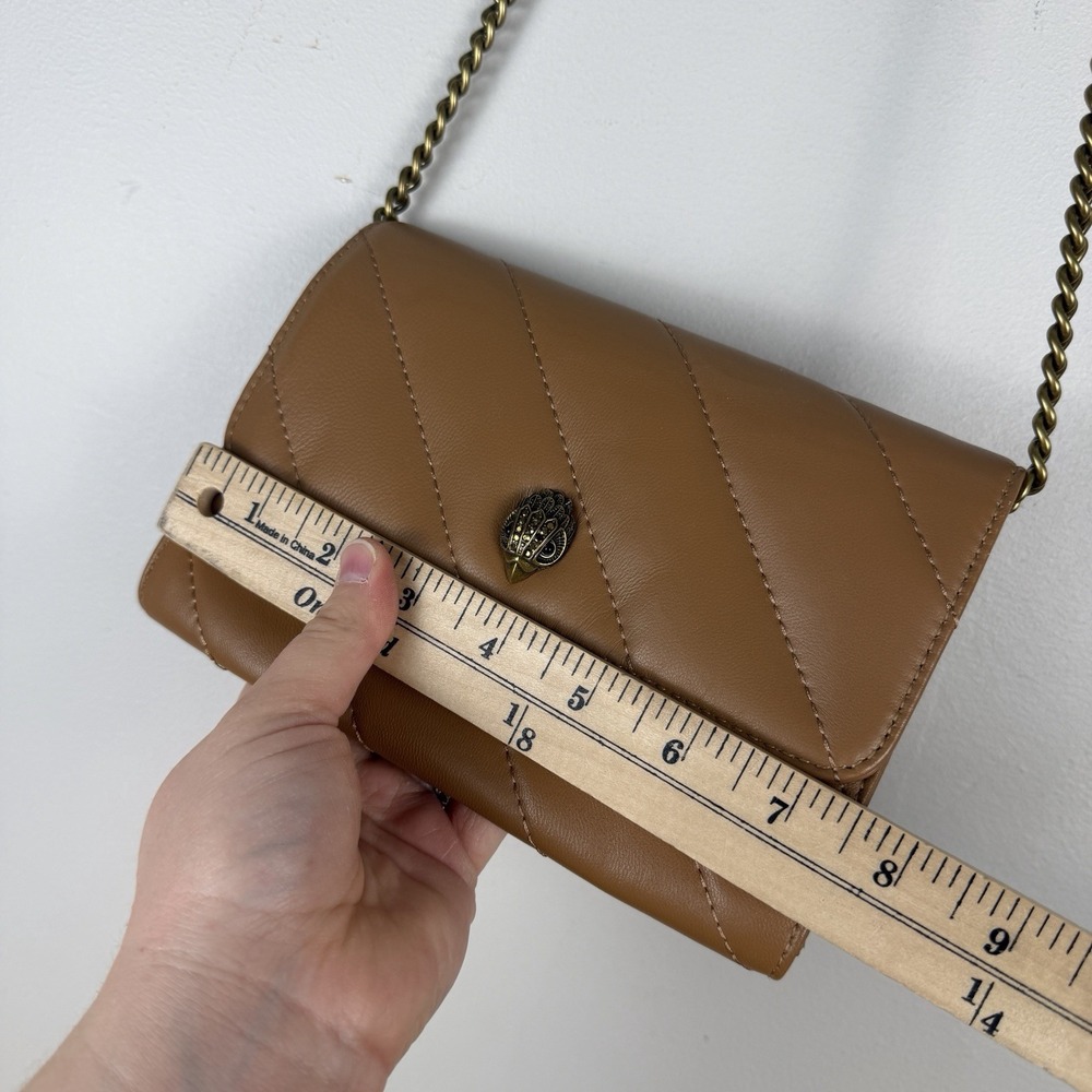 Kurt Geiger Mini Quilted Crossbody Bag Brown Tan Gold Chain Strap Accent Dressy - Picture 14 of 16